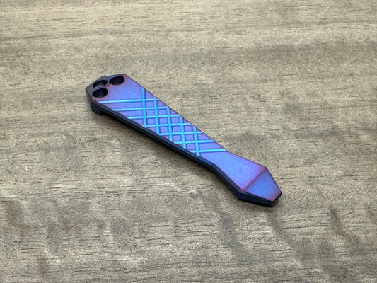 2 Tone (Blue-Purple) FRAG Cnc milled Titanium CLIP for most Spyderco models