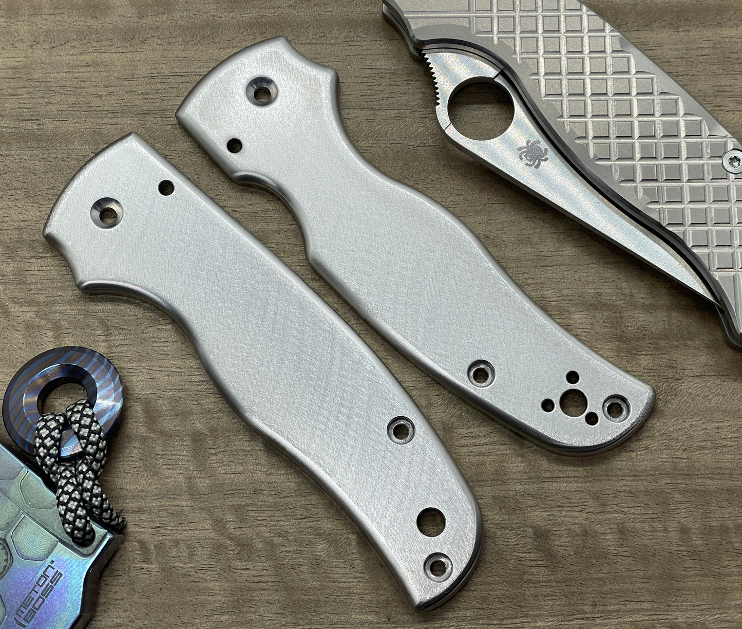 Deep Brushed Titanium Scales for SHAMAN Spyderco