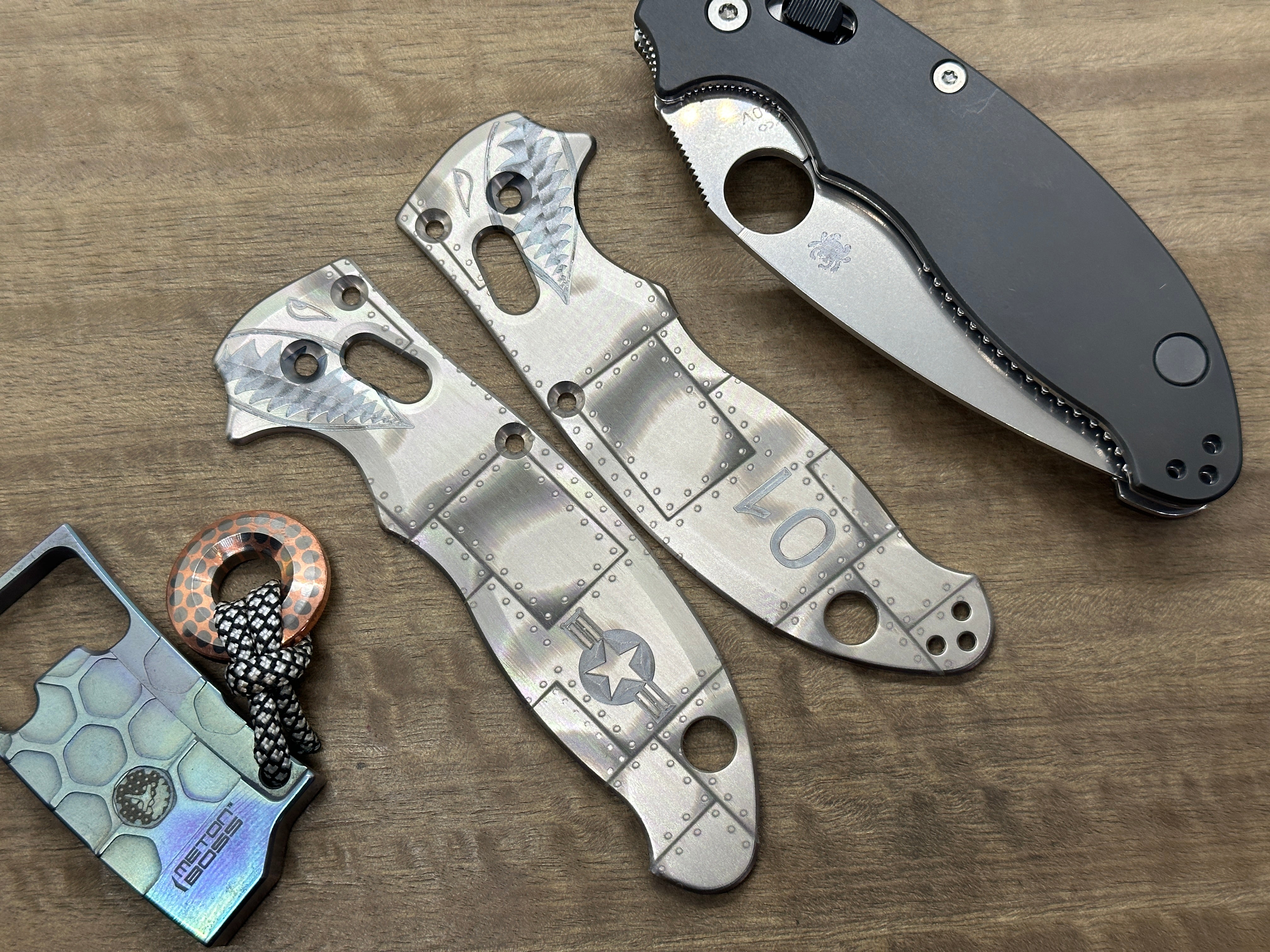 P40 Style RIVETED Titanium scales for Spyderco MANIX 2 – Metonboss