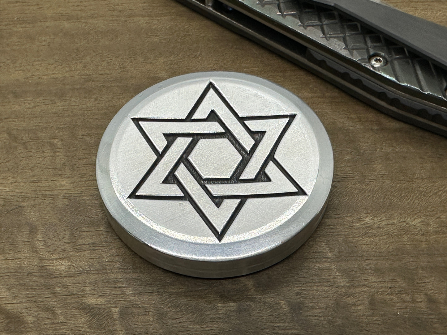 4 sizes Stars of David engraved Aluminum Worry Coin