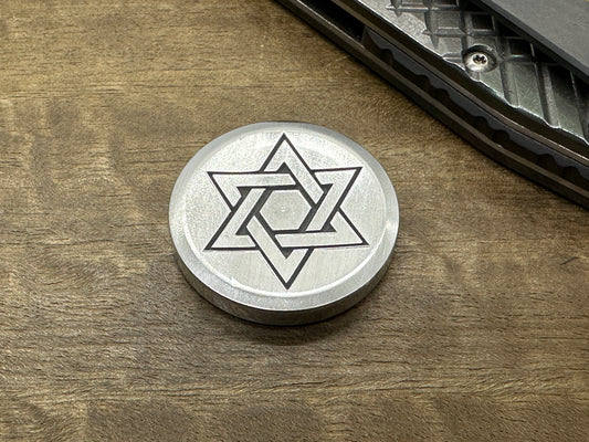 4 sizes Stars of David engraved Aluminum Worry Coin