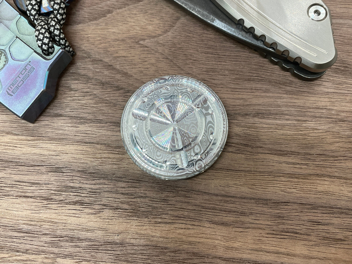 Aerospace grade Aluminum Dama-LADDER pattern engraved MEGATRON Worry Coin