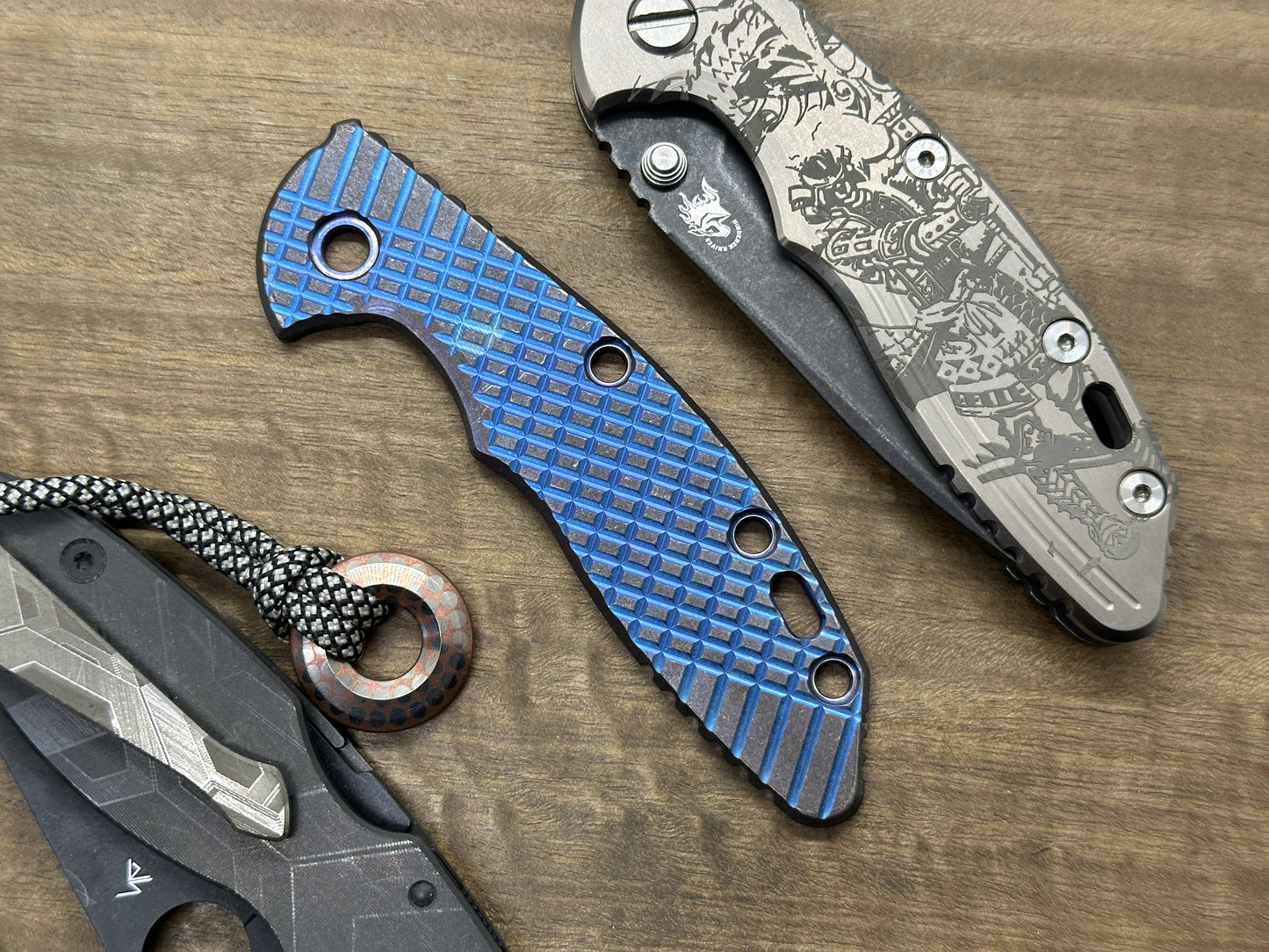 Blue Anodized Battleworn FRAG Cnc milled Titanium scale for XM-18 3.5 HINDERER