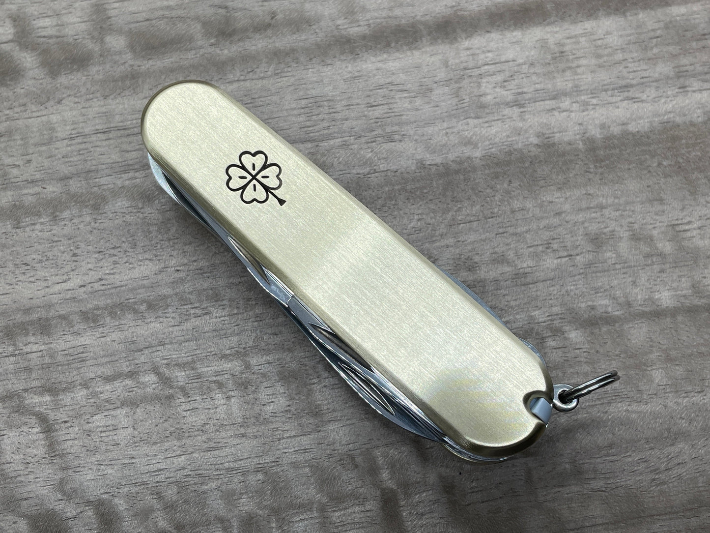 Brass CLOVER engraved 91mm Scales for Swiss Army SAK