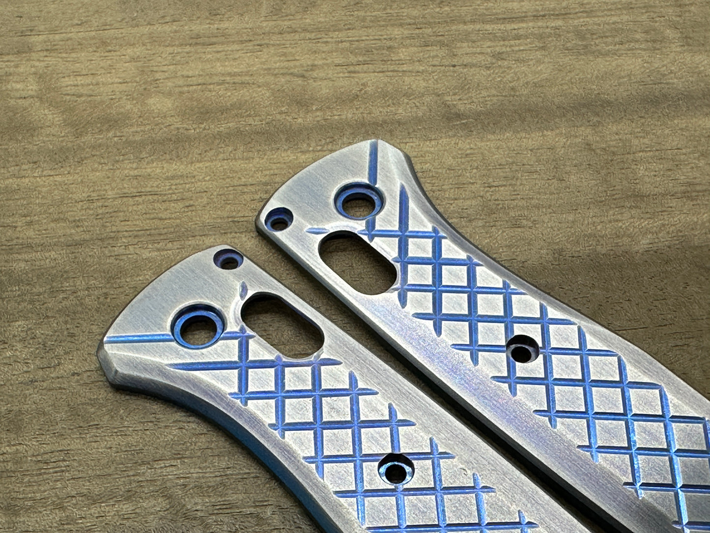 2 Tone Blue Brushed FRAG Cnc milled Titanium Scales for Benchmade Bugout 535