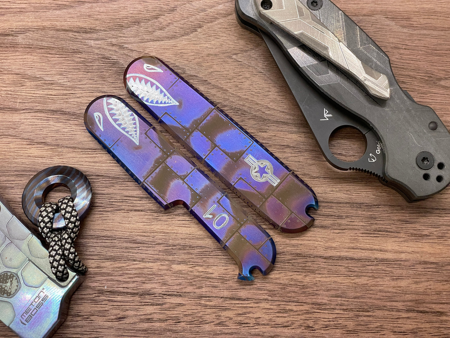 P40 Riveted Flamed 91mm Titanium Scales for Swiss Army SAK