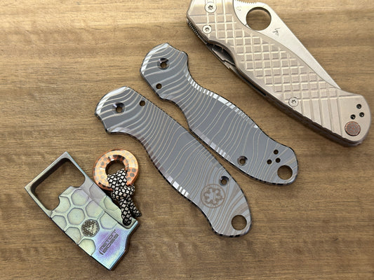 Black BESKAR Mandalorian Titanium Scales for Spyderco Para 3