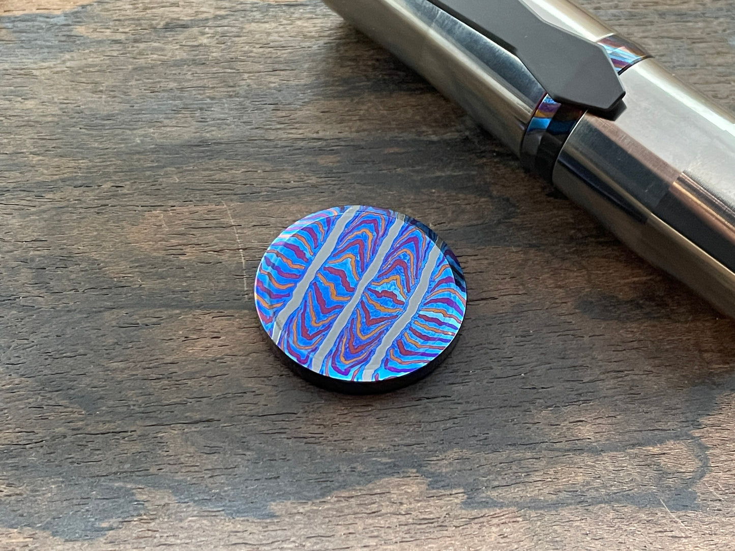 3 Sizes ZircuTi MOSAIC Worry Coin Black Timascus Worry Coin Metal