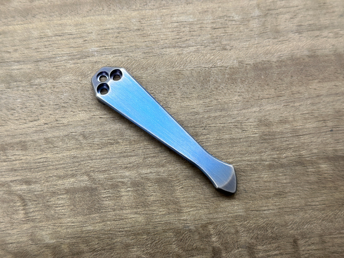 Blue ano Brushed SPIDY Titanium CLIP for most Spyderco models