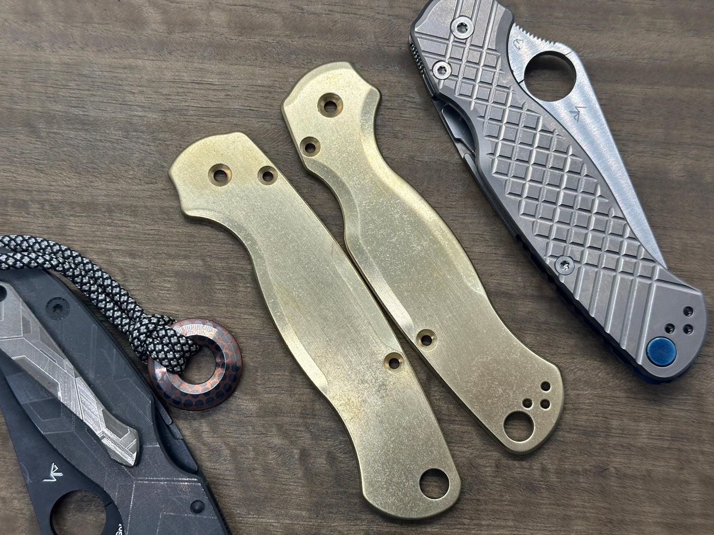 Tumbled Brass Scales for Spyderco Paramilitary 2 PM2