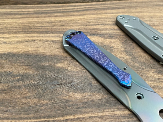 Flamed VICTORIA engraved SPIDY Titanium CLIP for most Benchmade models