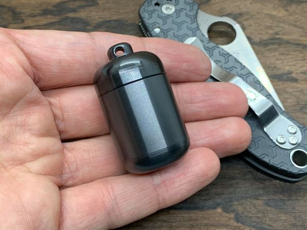 Keychain Zirconium Meton-Vault Pill Box Stash box Pocket Pill Case