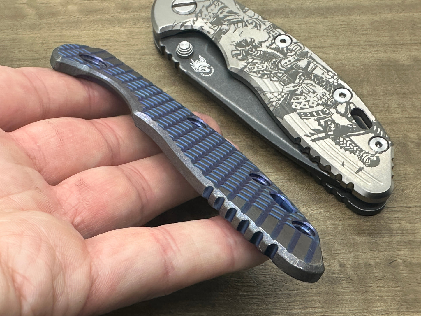 Blue Anodized Battleworn FRAG Cnc milled Titanium scale for XM-18 3.5 HINDERER