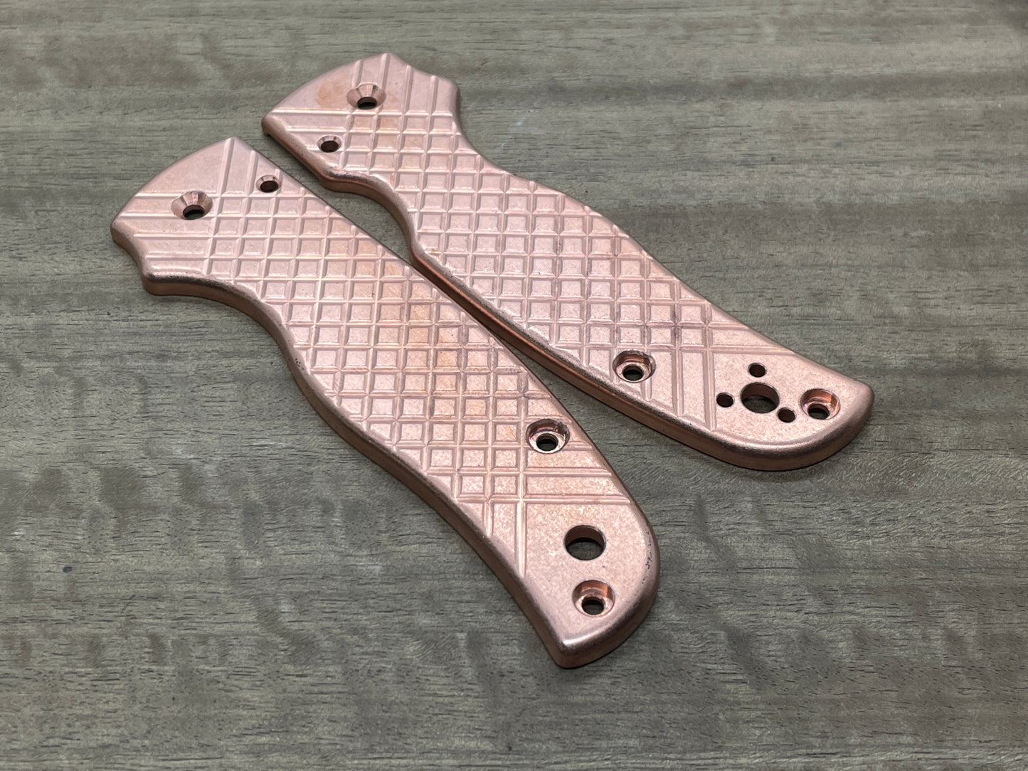 FRAG milled Tumbled Copper Scales for SHAMAN Spyderco