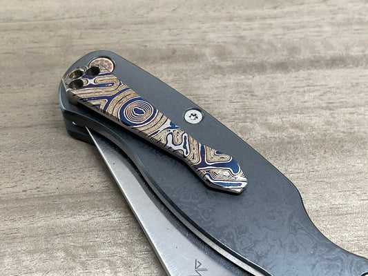 MYSTERY Mokume pattern Heat ano Titanium Dmd CLIP for most Spyderco models