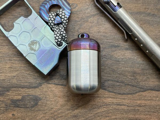 Flamed Keychain Stainless Steel Pill Box Pocket Pill Case Stash box Meton-Vault