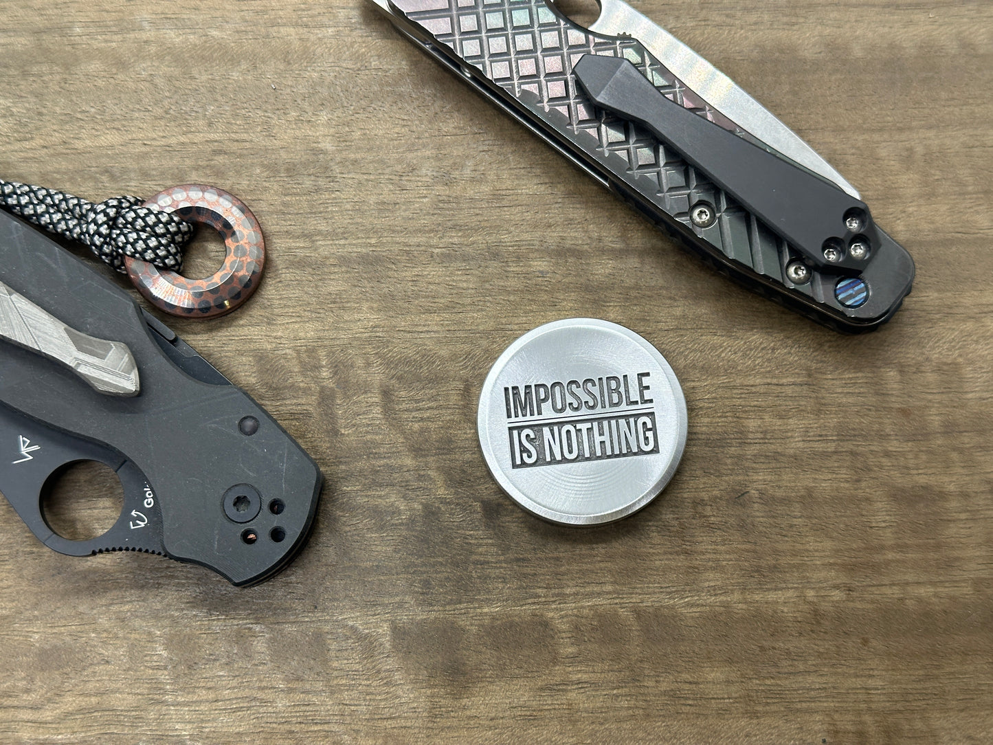 4 sizes Impossible is Nothing - Deep engraved Aluminum Worry Coin