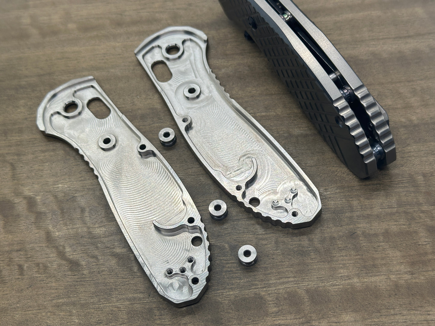 RIVETED Airplane engraved Titanium Scales for Benchmade GRIPTILIAN 551 & 550