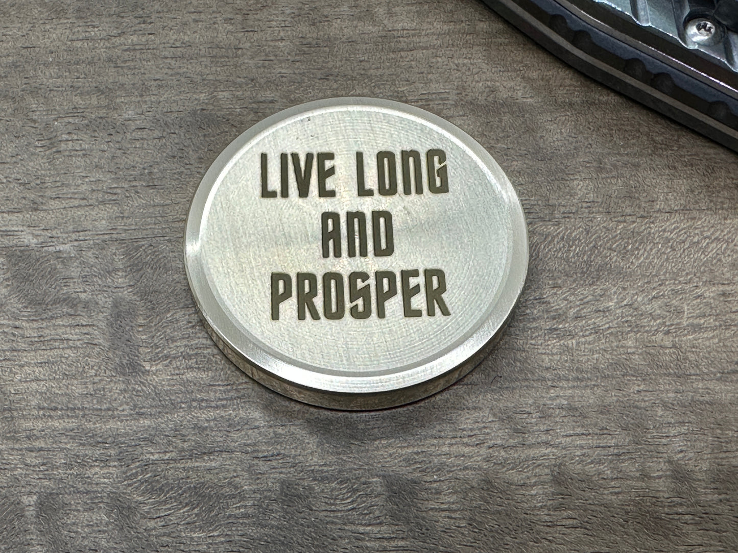 3 Sizes LIVE LONG and PROSPER engraved Brass Worry Coin