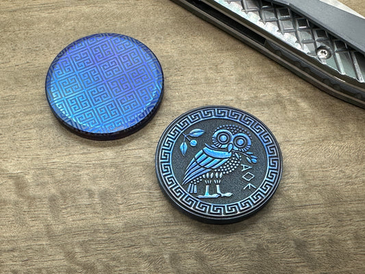 The OWL Flamed 1 side strong magnet Titanium CLICKY HAPTIC Coins Adhd ideas