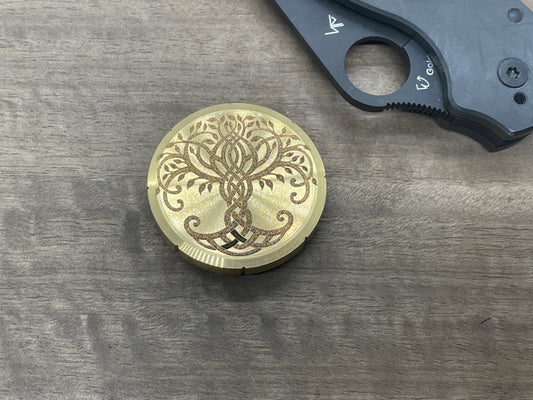 Tree of Life - Celtic Cross engraved Brass Spinning Worry Coin Spinning Top