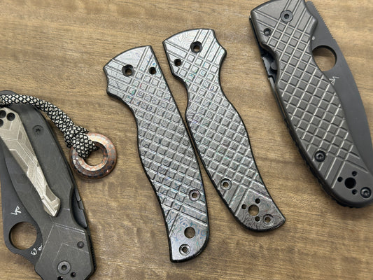 Oil Slick ALIEN FRAG milled Zirconium Scales for SHAMAN Spyderco