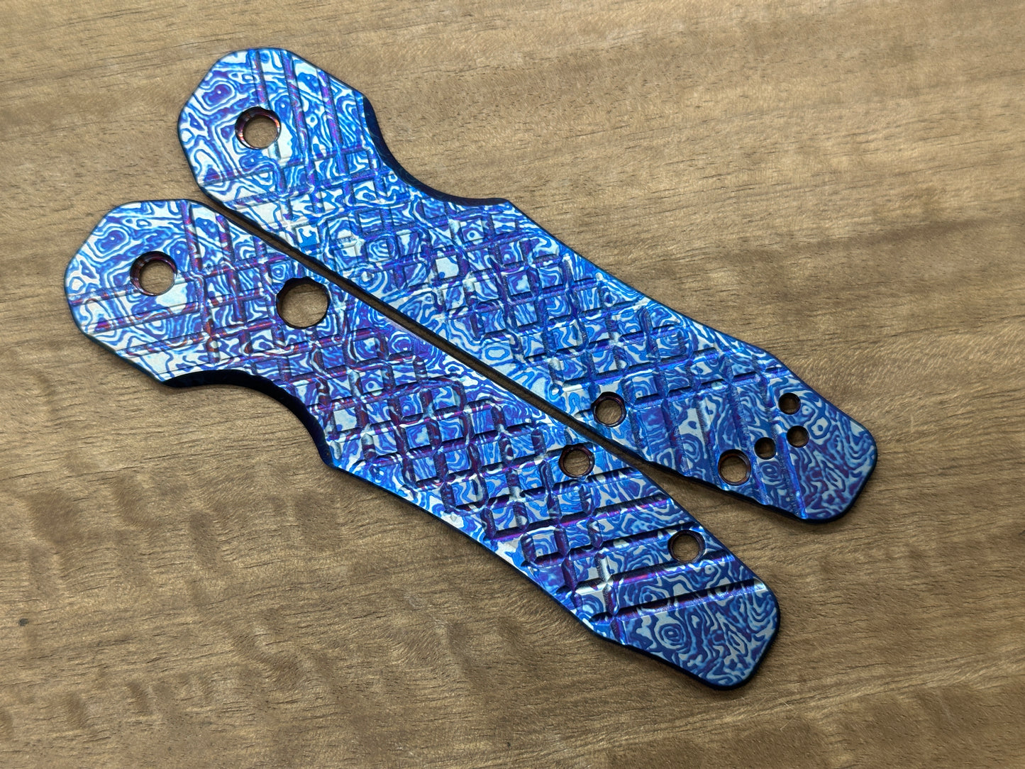 ALIEN Flamed FRAG Cnc milled Titanium Scales for Spyderco SMOCK