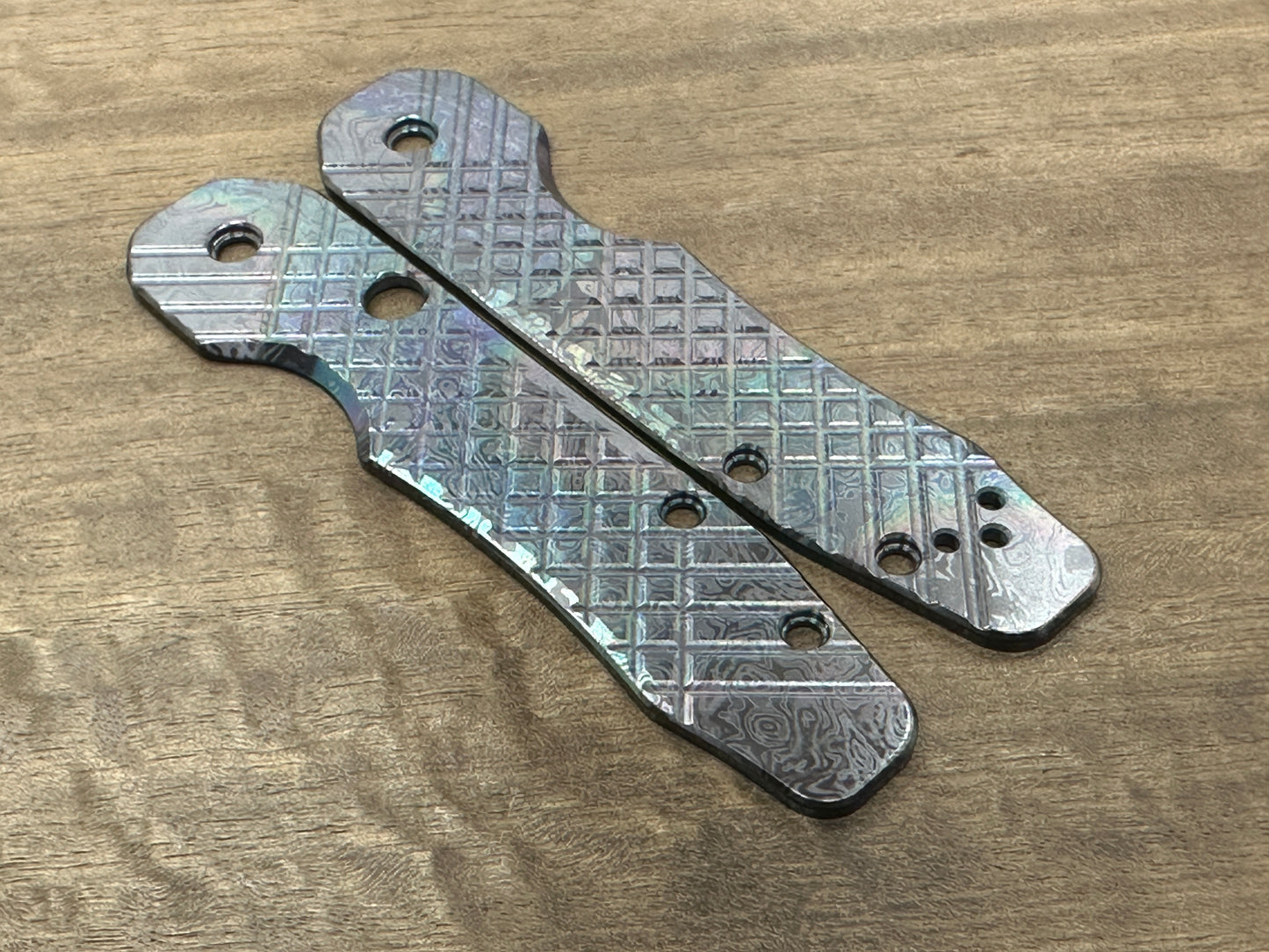 ALIEN Oil Slick FRAG Cnc milled Zirconium Scales for Spyderco SMOCK