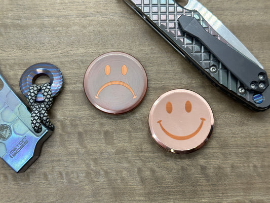 SMILEY-SAD Polished-Dark Haptic Coins CLICKY Copper Fidget