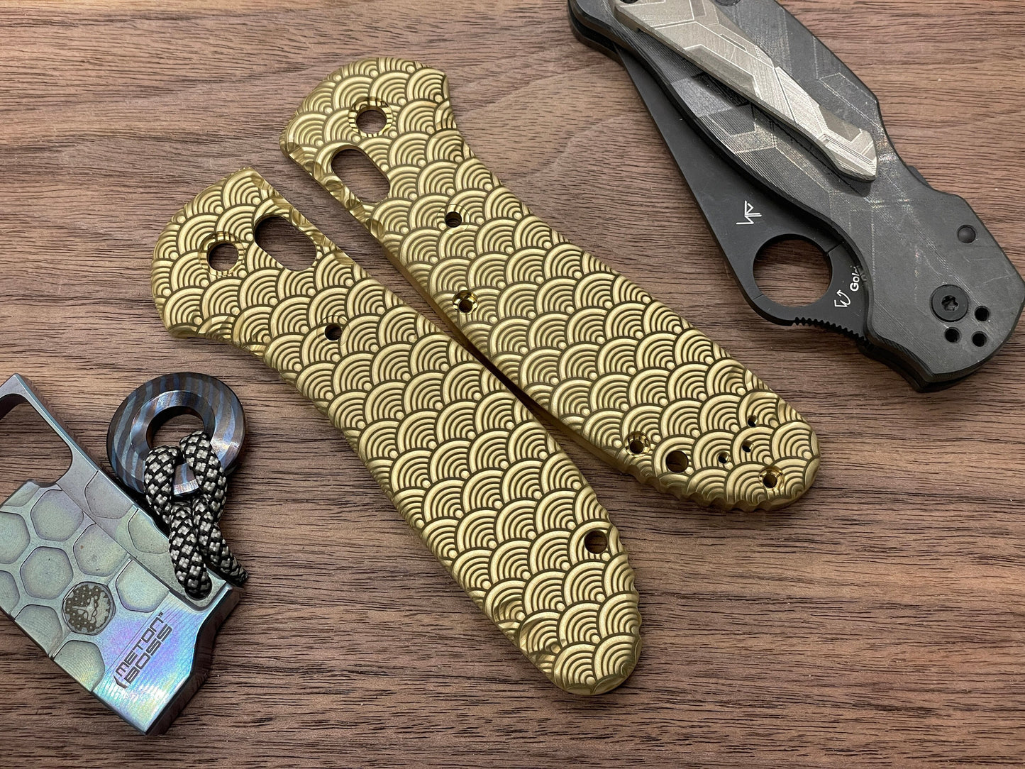 SEIGAIHA BRASS Scales for Benchmade GRIPTILIAN 551 & 550 Orig v.