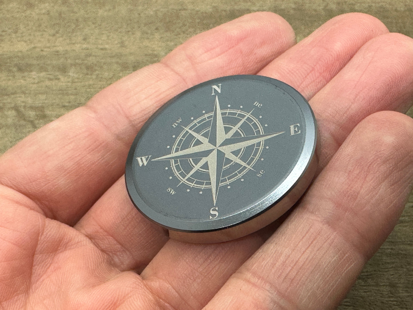 4 sizes COMPASS Black Titanium Worry Coin