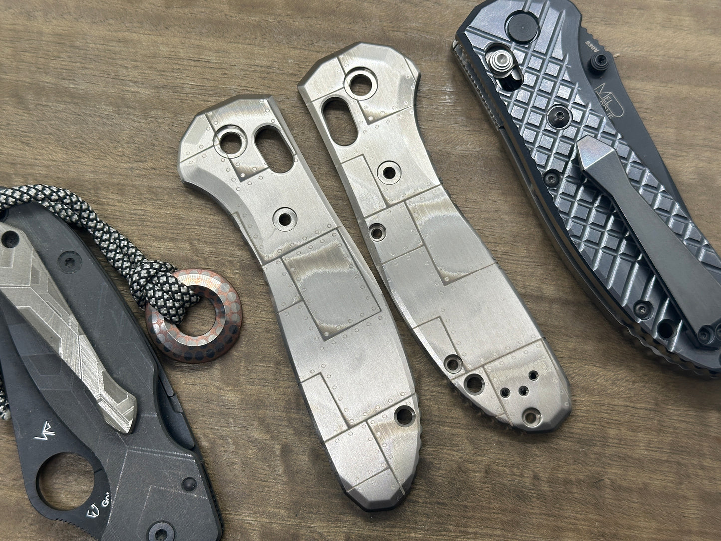 RIVETED Airplane engraved Titanium Scales for Benchmade GRIPTILIAN 551 & 550