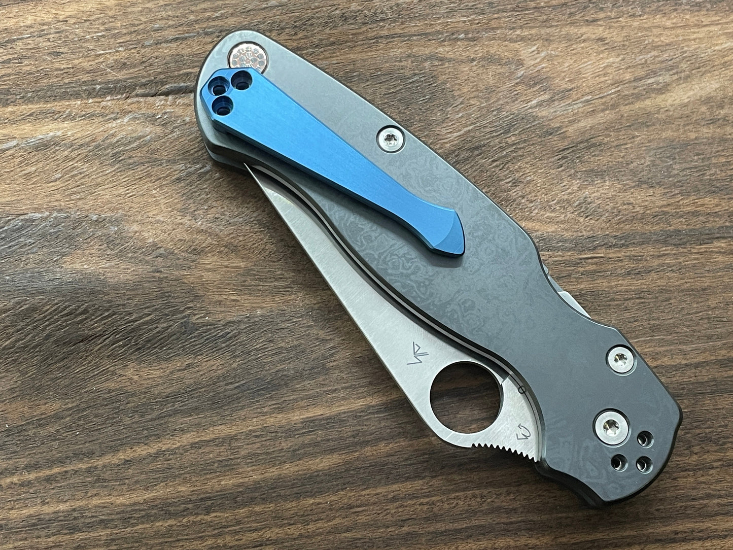 BLUE ano SPIDY Titanium CLIP for most Spyderco models