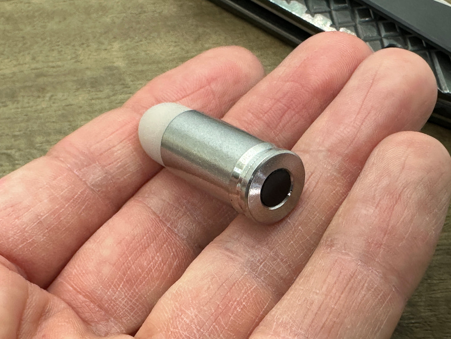 PURPLE TurboGlow Tumbled Titanium HAPTIC-BULLET Haptic Slider Fridge magnet