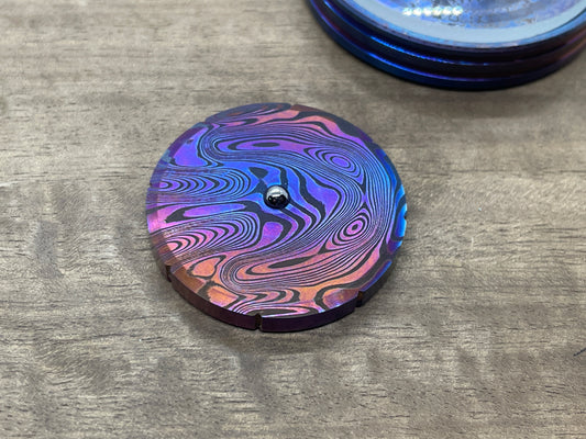 Flamed Dama FISH pattern engraved Titanium Spinning Worry Coin Spinning Top