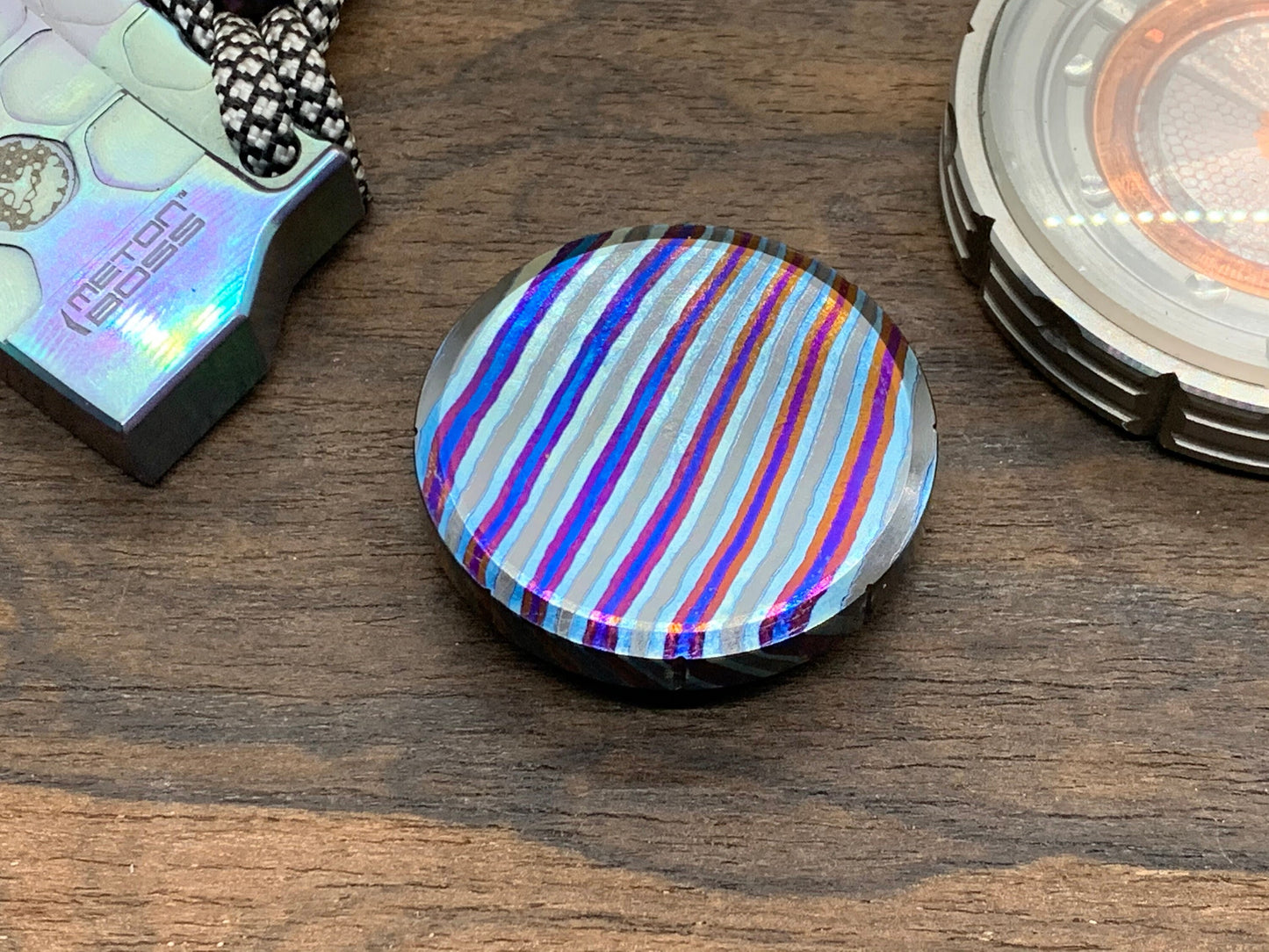 1.48" ZircuTi TWIST MEGA Spinning Worry Coin Black Timascus Spinning Coin