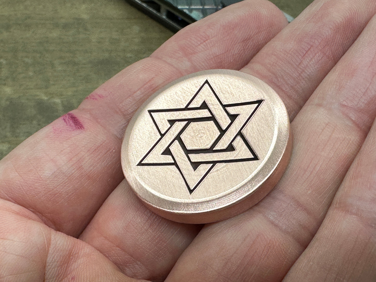 3 Sizes Stars of David engraved Copper Worry Coin