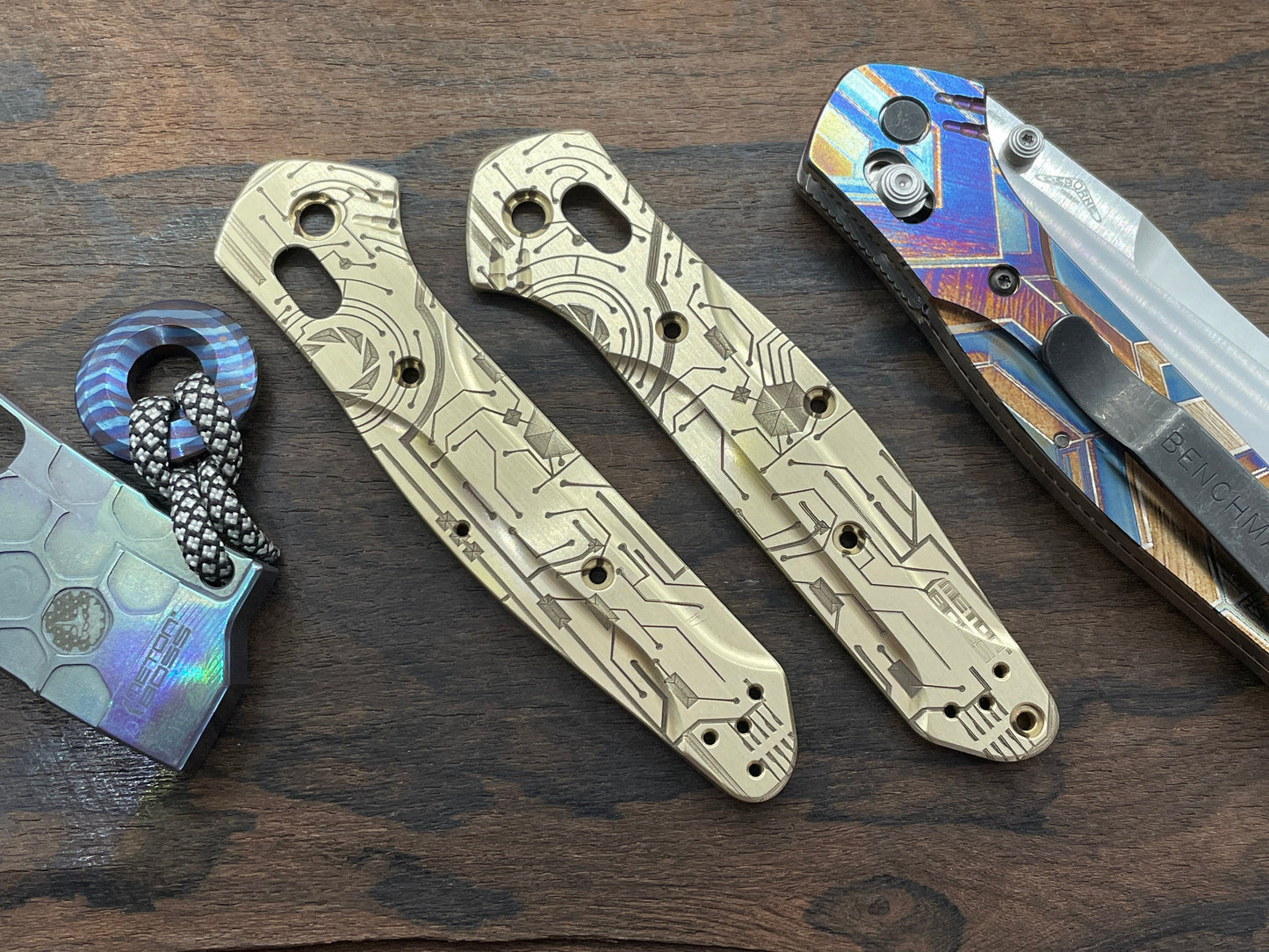 CIRCUIT BOARD engraved Brass Scales for Benchmade 940 Osborne