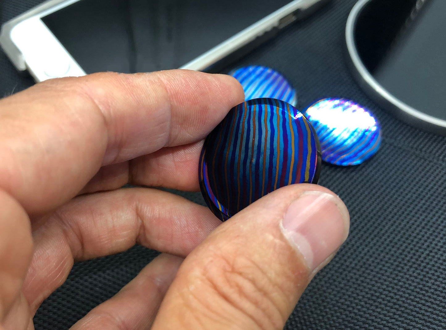 One 1.23" Timascus Worry Coin