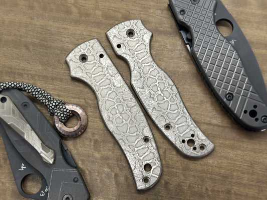 REPTILIAN engraved Titanium Scales for SHAMAN Spyderco