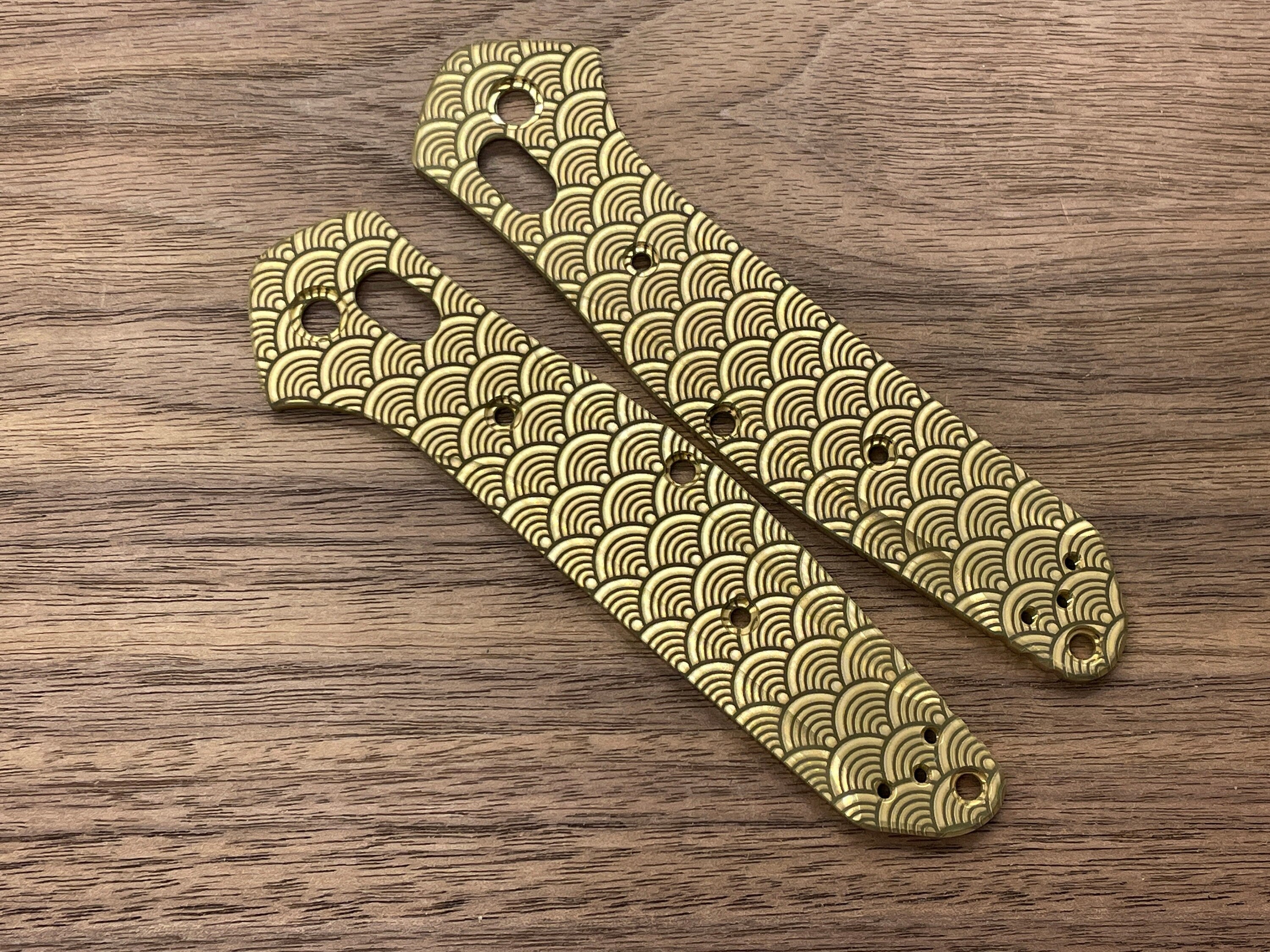 BESKAR Mandalorian engraved Brass Knife Scales for Benchmade 940 Osborne Folding Knife scales Pocket shops knife EDC MetonBoss Every Day Carry