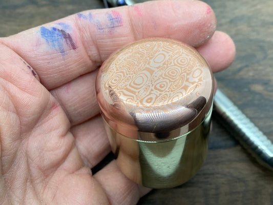 Tall-MEGA Dama-LADDER pattern Copper Brass Candy Box Pill Box Meton-Vault