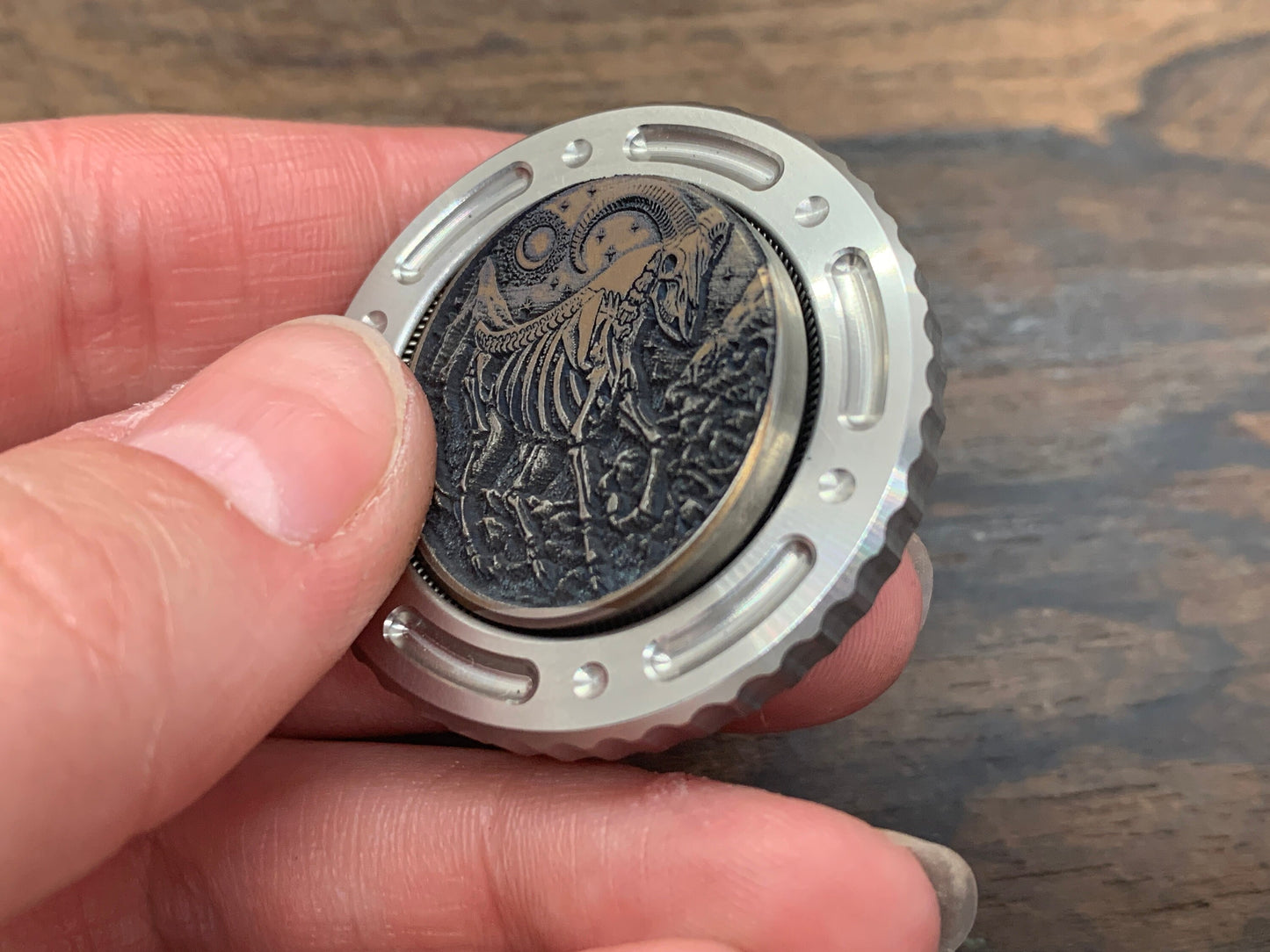 Deep engraved ARIES Zodiac Titanium Coin for Billetspin Gambit