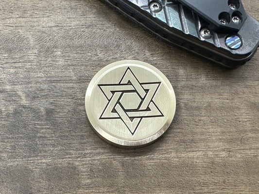 3 Sizes Stars of David engraved Brass Worry Coin