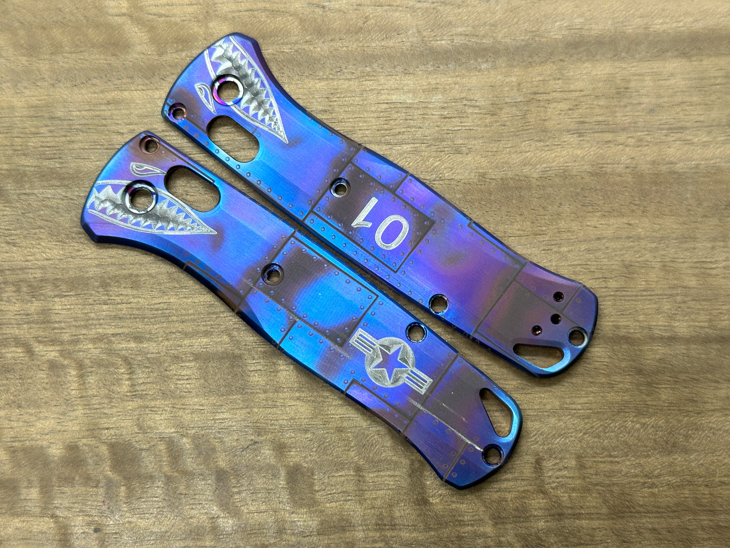 P40 Riveted Flamed Titanium Scales for Benchmade Bugout 535