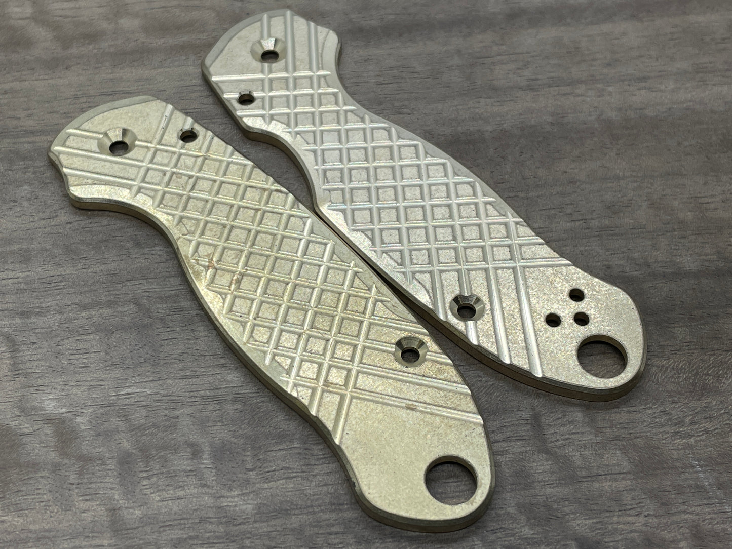 FRAG Cnc milled TUMBLED Brass Scales for Spyderco Para 3