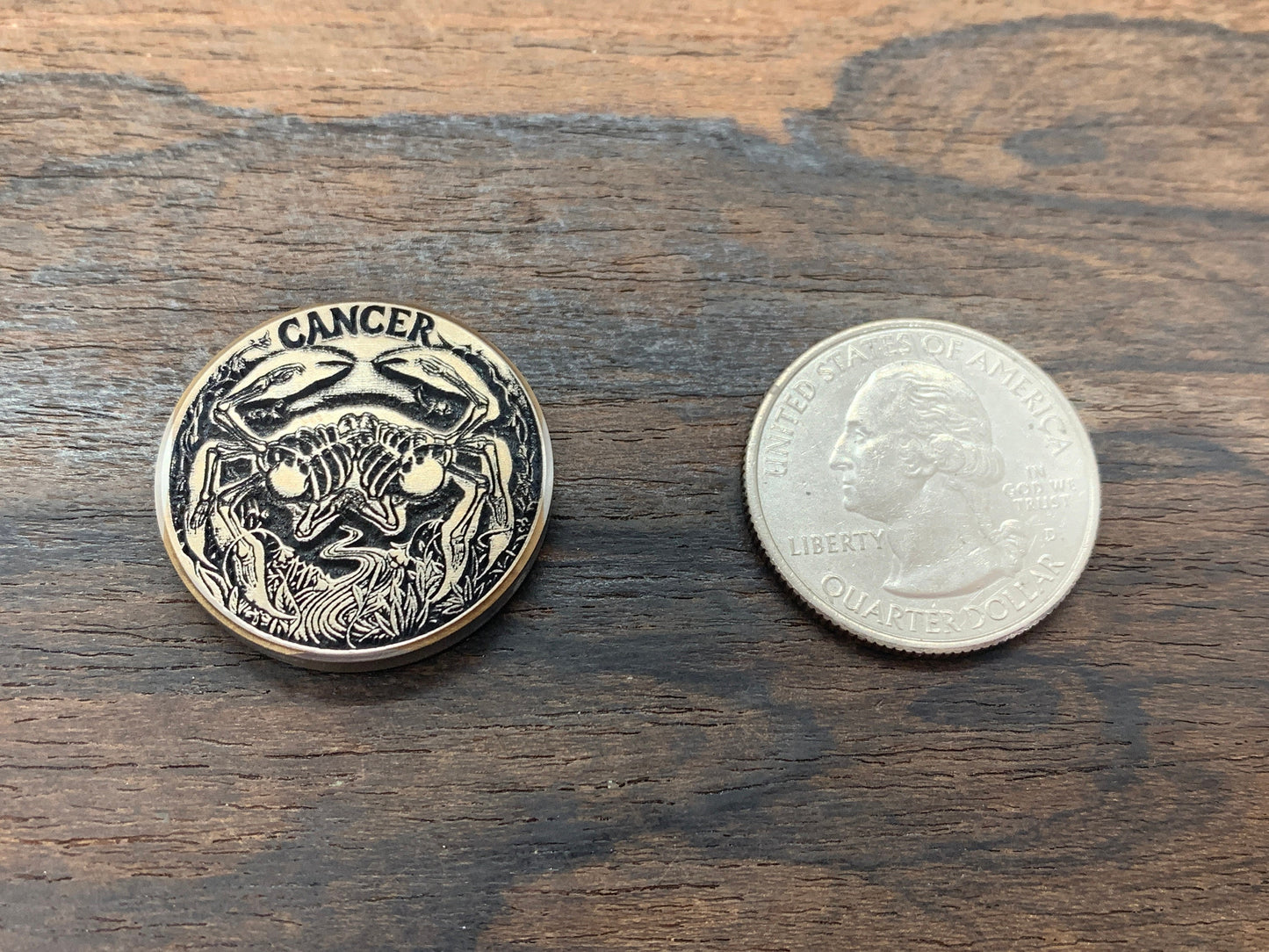 Deep engraved CANCER Zodiac Titanium Coin for Billetspin Gambit