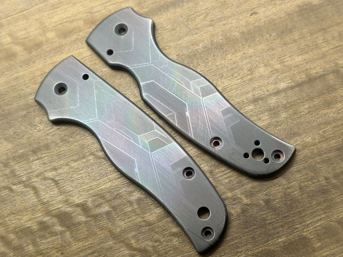 FALCON Oil Slick Brushed Zirconium Scales for SHAMAN Spyderco