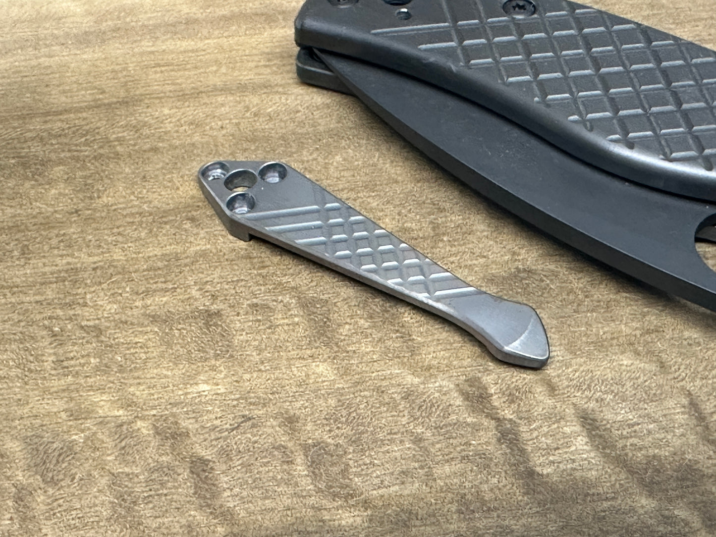 Dark FRAG Cnc milled Titanium CLIP for SHAMAN Spyderco