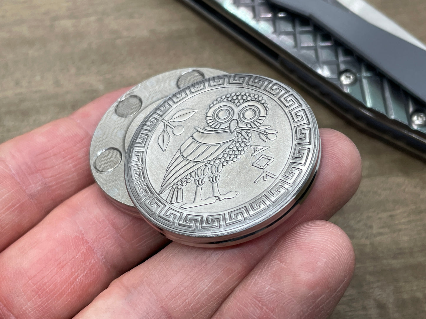 The OWL Stainless Steel CLICKY HAPTIC Coins Fidget